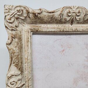 Vintage Ornate Baroque Style Gold Ivory Picture Photo Frame Distressed 4X5 #2